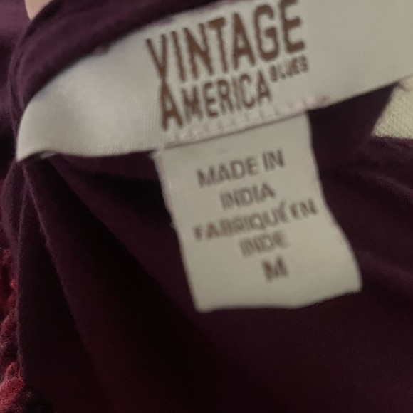 Vintage America Boho top Long sleeve burgundy shades size medium - Picture 8 of 9